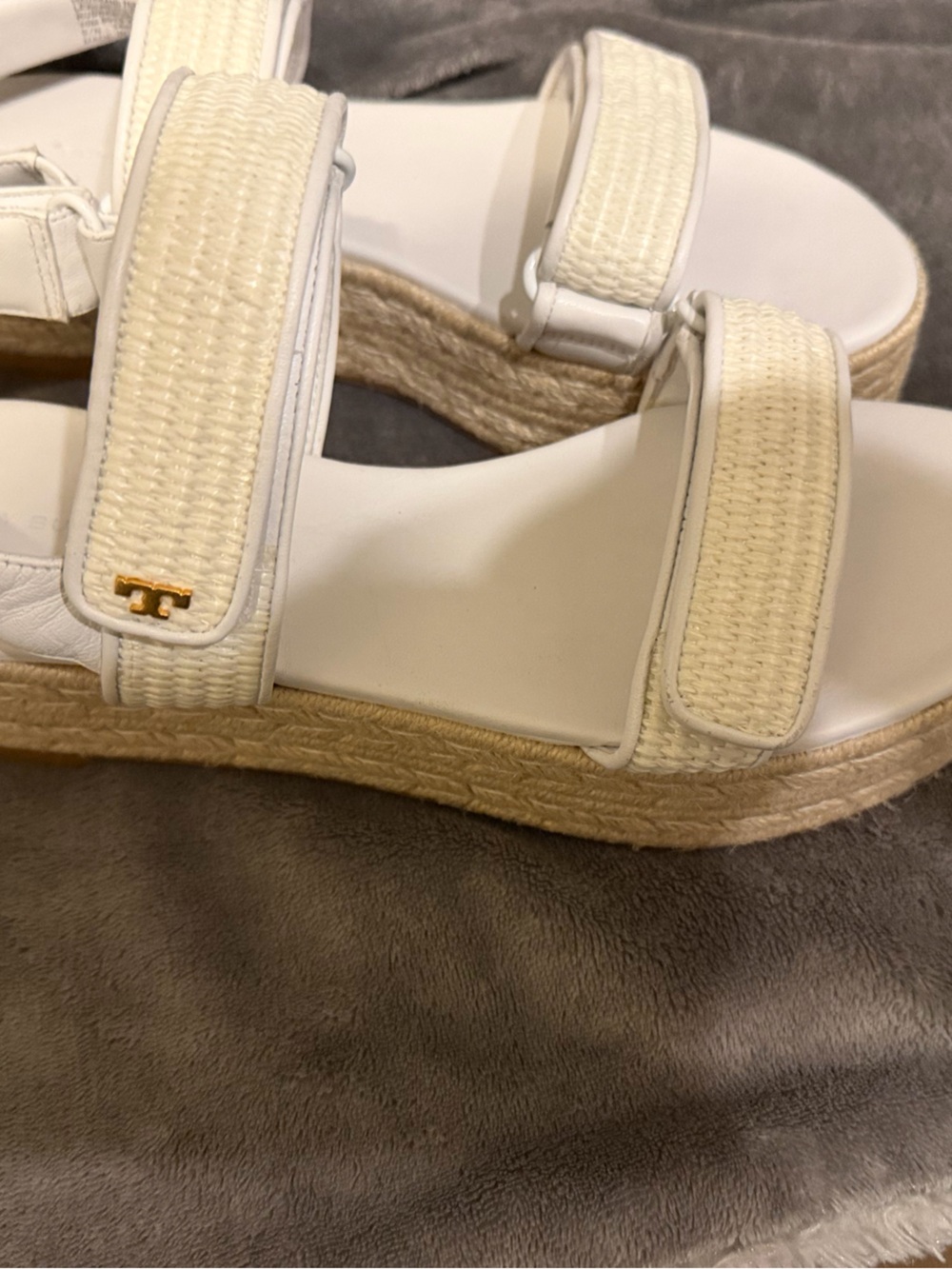 Tory Burch Cream White Espadrille Platform Sandals